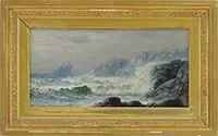 James Gale Tyler, Coastal Seascape with Schooner, Oil on canvas