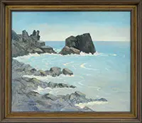 Lamont A. Warner, Rocky Coast, Oil on canvas