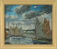 Sailboats by Charles Fromuth, Pastel on paper, sold Aug 2017