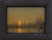 Harbor Lights by William R. Davis, Oil on canvas panel, sold Aug 2017