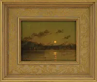 Lifting Fog by William R. Davis, Oil on canvas panel, sold Aug 2017