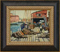 Dawn at the Docks by Walter Farndon, Oil on board, sold Aug 2017