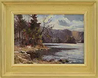 March Thaw by Bernard Corey, Oil on canvas mounted to Masonite, sold Aug 2017