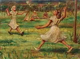 Alzira Boehm Peirce, Four Works: 1)”Circus Seals”, 2) Untitled, Badminton, 3) Untitled, Trapeze, 4) Untitled, Badminton, 1 & 3) Oil on canvas. 2 & 4) Oil on canvasboard. All unframed. 1)