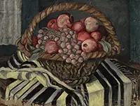 Alzira Boehm Peirce, Eight Works: 1) “Fruit”, 2) Untitled, Bowl of Flowers, 3) “Flowers”, 4) Untitled, Pot of Flowers, 5) Untitled, Pitcher of Flowers, 6) “African Violet”, 7) “Laurel”, 8) Untitled, Green Pitcher of Flowers, All oil on canvas except 6 which is oil on canvasboard. All unframed. 1)