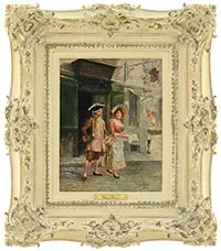 Alonzo Perez, The Flirtation, Oil on panel