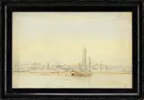 China Trade, Chinese Junk in Canton Harbor, Watercolor on paper