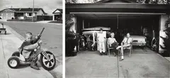 Bill Owens, I don’t feel that Richie playing with guns will have a negative effect, 1970; Our house is built with the living room in the back, 1972, Two gelatin silver prints, one printed later