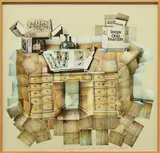The Desk, July 1st by David Hockney, 1984, Photographic collage, in the artist's original frame, sold Oct 2014
