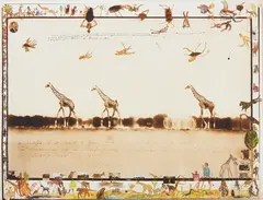Peter Beard, Giraffes in Mirage on the Taru Desert, Kenya, June, 1960, Iris print, printed later
