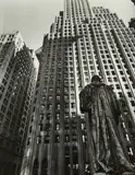 John Watts Statue: From Trinity Churchyard, Looking Toward One Wall Street, Manhattan by Berenice Abbott, 1938, Gelatin silver print, printed later, sold Dec 2014