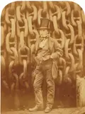 Robert Howlett, Isambard Kingdom Brunel, Builder of the Steamship “Leviathan (The Great Eastern),” Standing Against the Launching Chains, 1857, Albumen print