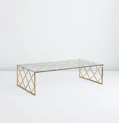 "Croisillon" coffee table by Jean Royere, circa 1950, Painted metal, glass, sold Jun 2014