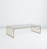 Jean Royere, "Croisillon" coffee table, circa 1950, Painted metal, glass