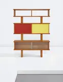 Charlotte Perriand and Pierre Jeanneret, Bibliothèque, model no. 13, from "L’Équipement de la Maison" series, 1940-1948, Oak, painted plywood, glass