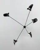 Serge Mouille, Five-armed wall light with "Casquette" shades, circa 1953, Painted aluminum, painted tubular steel, brass