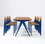 Set of six “Semi-Metal” chairs, model no. 305, from the Electricité de France, Marcoule by Jean Prouvé, circa 1953, Painted steel, painted tubular steel, oak-veneered molded plywood, sold Jun 2014