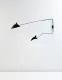 Serge Mouille, Two-armed wall light with "Casquette" shade, designed 1954, Painted aluminum, painted tubular steel, brass