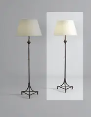 "Ossicle" floor lamp by Alberto Giacometti, designed circa 1936, Patinated bronze, glass diffuser, paper shade, sold Jun 2014
