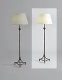 Alberto Giacometti, "Ossicle" floor lamp, designed circa 1936, Patinated bronze, glass diffuser, paper shade