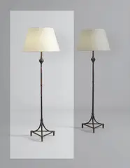 Alberto Giacometti, "Ossicle" floor lamp, designed circa 1936, Patinated bronze, glass diffuser, paper shade