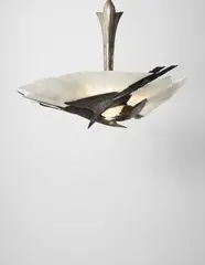 Albert Cheuret, Chandelier, circa 1925, Silvered bronze, alabaster