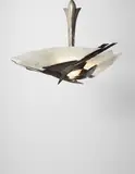 Albert Cheuret, Chandelier, circa 1925, Silvered bronze, alabaster