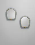 Carlo Scarpa, Pair of mirrors, model no. 76, circa 1939, Filigrana sommersa glass, mirrored glass, brass
