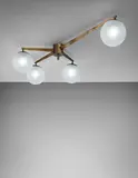 Angelo Lelii, Four-armed ceiling light, 1950s, Brass, frosted glass
