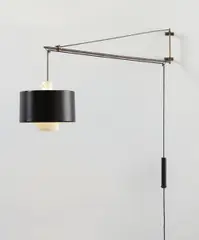 Gaetano Scolari, Adjustable wall light, circa 1960, Painted metal, brass, lead weight, cord