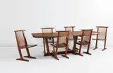 Set of six “Conoid” dining chairs by George Nakashima, designed 1969, American black walnut, hickory, sold Jun 2014