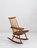 Single-arm rocking chair by George Nakashima, 1974, Persian walnut, hickory, offered Jun 2014