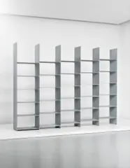 "T5" bookshelf, from the “Des Étagères” collection, in "bleu-clair" by Martin Szekely, 2004, Nextel-coated aluminum, sold Jun 2014