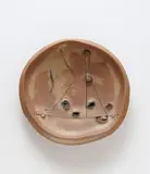 Peter Voulkos, Plate, 1979, Gas-fired wheel-thrown and manipulated stoneware with porcelain pass-throughs, drawing and punctures with cobalt slip/oxide and clear glaze