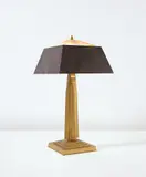 Franklin E. Booth, Table lamp, circa 1929, Painted metal, plastic, colored and iridized glass