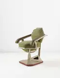 Frank Lloyd Wright, "Executive" armchair from the offices of the Harold C. Price Co. Tower, Bartlesville, Oklahoma, circa 1956, Painted steel, rubber, fabric, vinyl