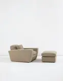 Paul Theodore Frankl, “Speed” chair and ottoman, designed circa 1935, Fabric, metal and rubber casters