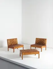 Three-piece sectional sofa, model no. 4698 by Kaare Klint, designed 1933, Niger leather, Cuban mahogany, sold Dec 2014