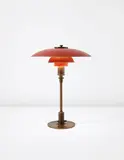 Early and rare table lamp, with type 3 1/2/2 shades by Poul Henningsen, circa 1927, Painted copper, patinated brass, Bakelite, sold Dec 2014