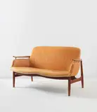 Sofa, model no. NV53 by Finn Juhl, circa 1953, Teak, leather, brass, sold Dec 2014
