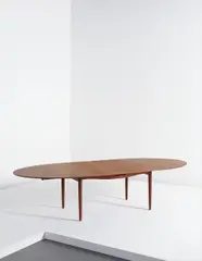 “Judas” extendable dining table by Finn Juhl, circa 1949, Teak, brass, sold Dec 2014