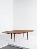 “Judas” extendable dining table by Finn Juhl, circa 1949, Teak, brass, sold Dec 2014