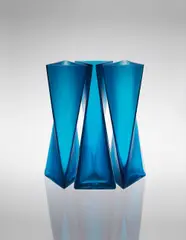 Tadao Ando, Set of three "Ando" vases, 2011, Rosetta , ghiaccio , velato cast aquamarine glass