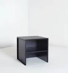 "Stool #43" by Donald Judd, 1990, Bluish Black/RAL 5004 painted aluminum, sold Dec 2014