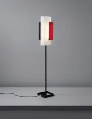 Boris Jean Lacroix, Floor lamp, model no. 315, circa 1952, Painted metal, acrylic, brass