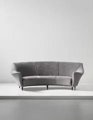 Sofa by Ico Parisi, circa 1949, Fabric, stained wood, sold Dec 2014