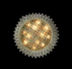 Ceiling light by Flavio Poli, circa 1957, Clear and colored glass with gold leaf inclusions, metal, sold Dec 2014
