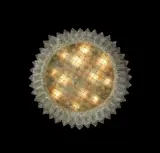 Ceiling light by Flavio Poli, circa 1957, Clear and colored glass with gold leaf inclusions, metal, sold Dec 2014