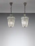 Ercole Barovier, Pair of large lanterns, circa 1940, Rostrato glass, brass