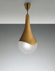 Ceiling light, model no. 1849 by Max Ingrand, circa 1958, Brass, frosted glass, sold Dec 2014